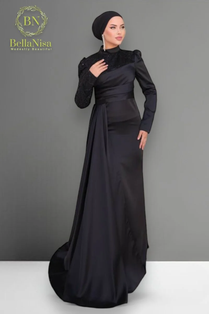 Serena Dress Gown Black - Image 2