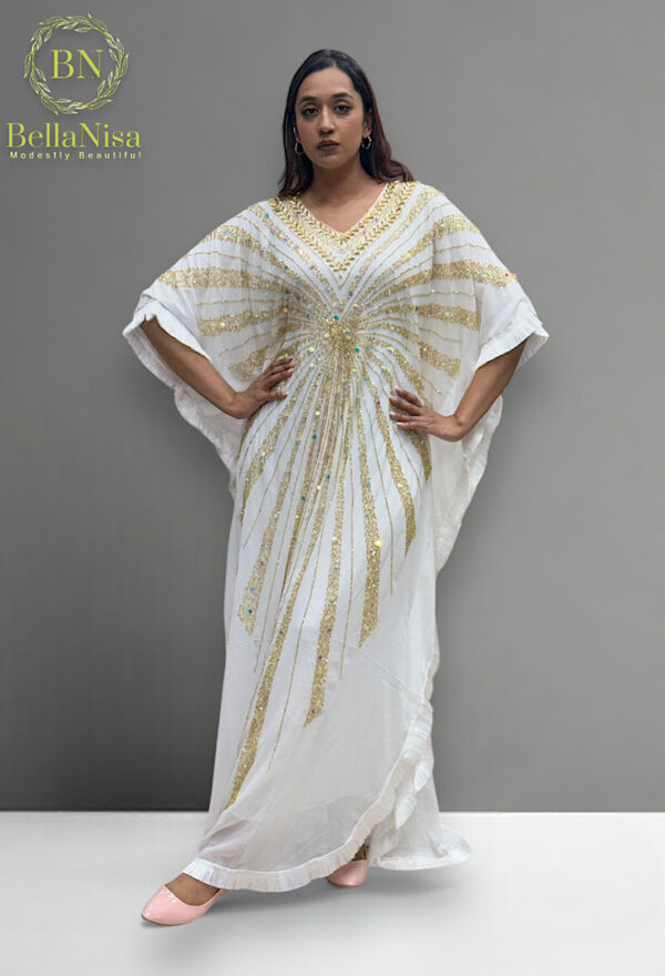 Leena Abaya Kaftan White