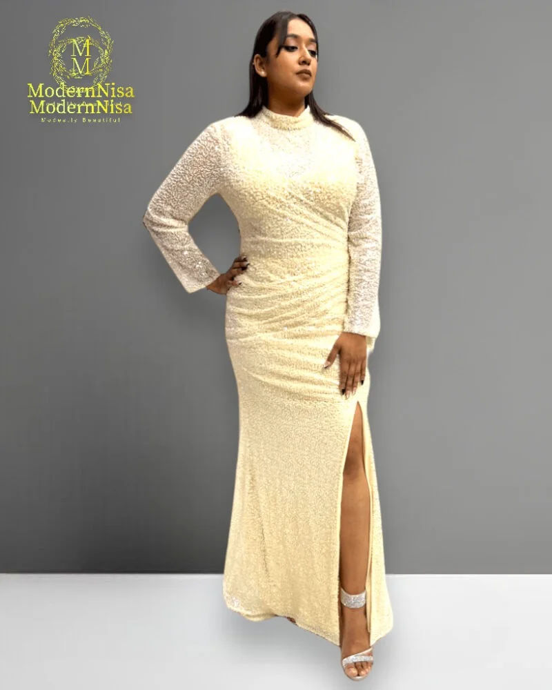 Farah Cream Gown Beaded - Image 2