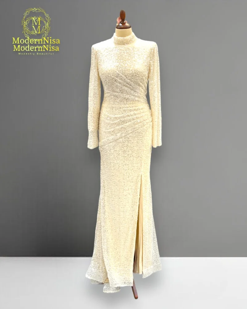 Farah Cream Gown Beaded