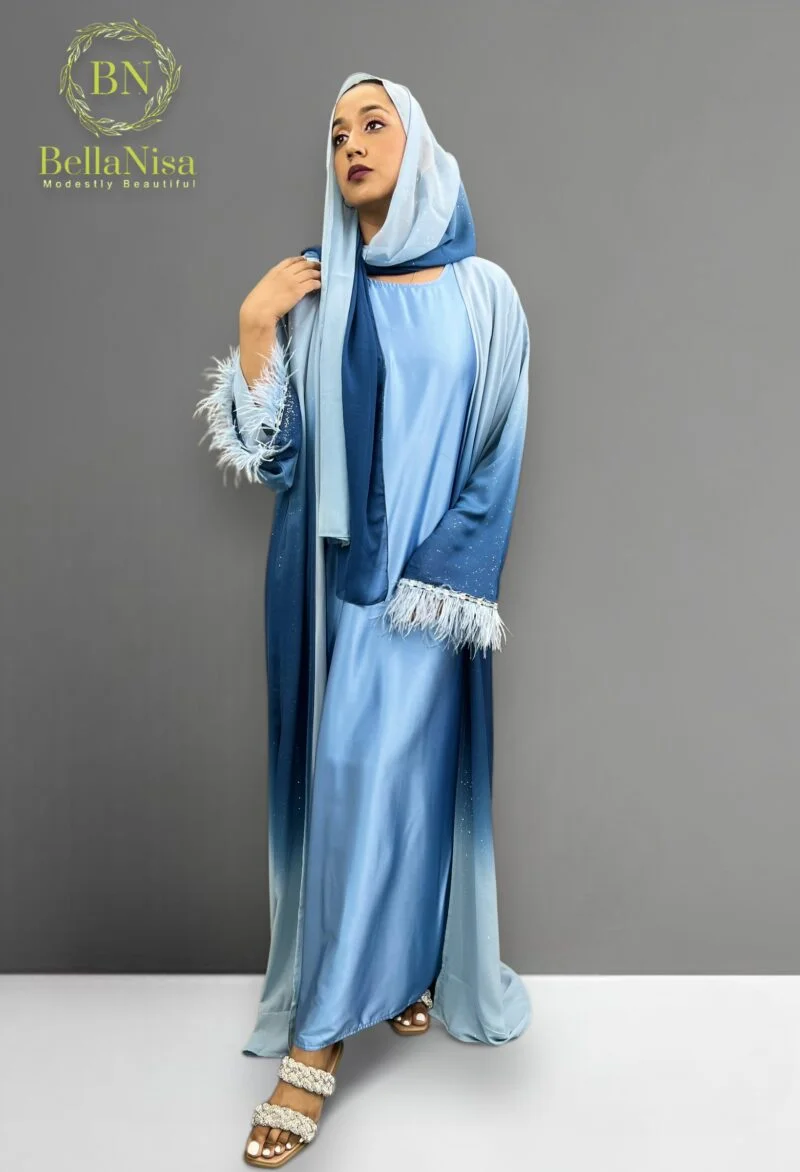 Open Abaya Feather Sky - Image 4