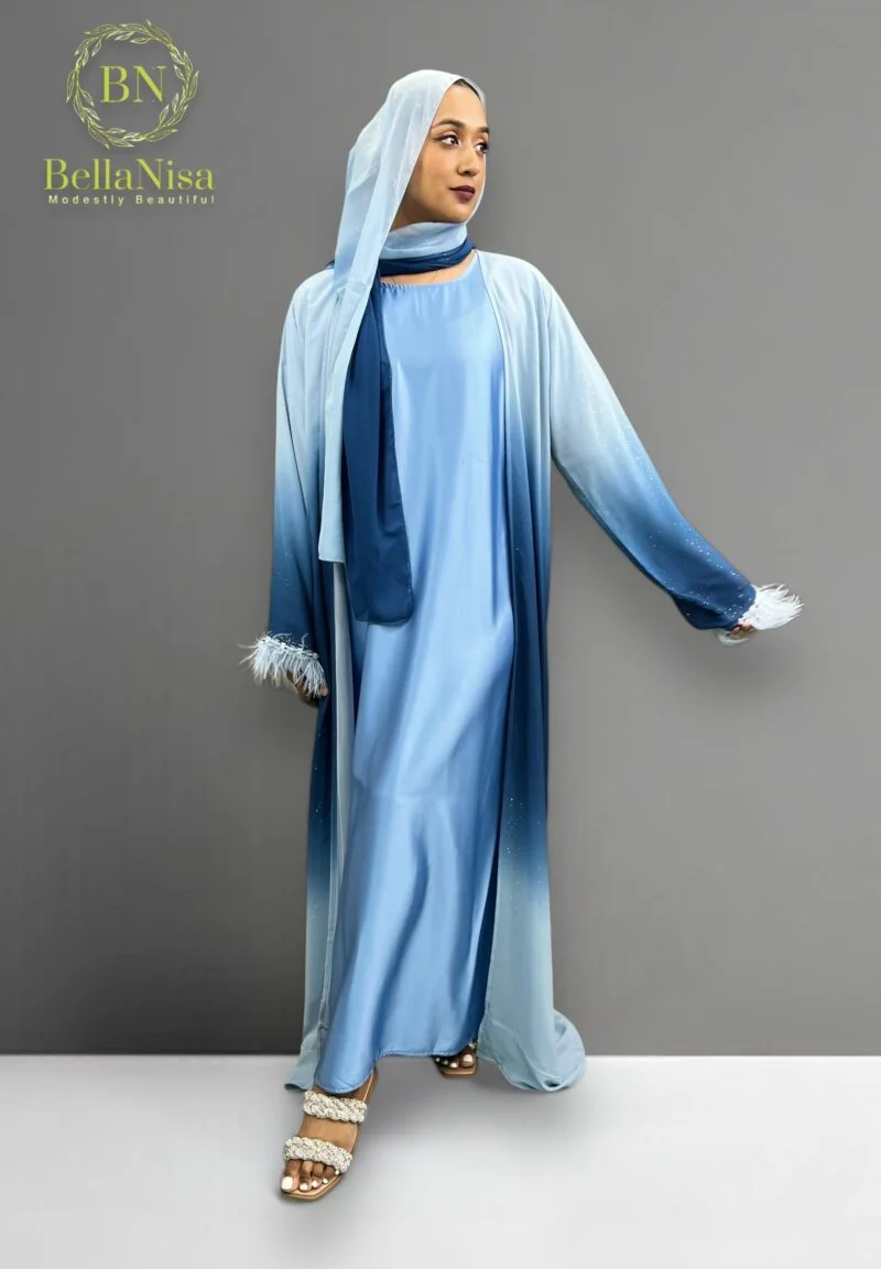 Open Abaya Feather Sky - Image 3