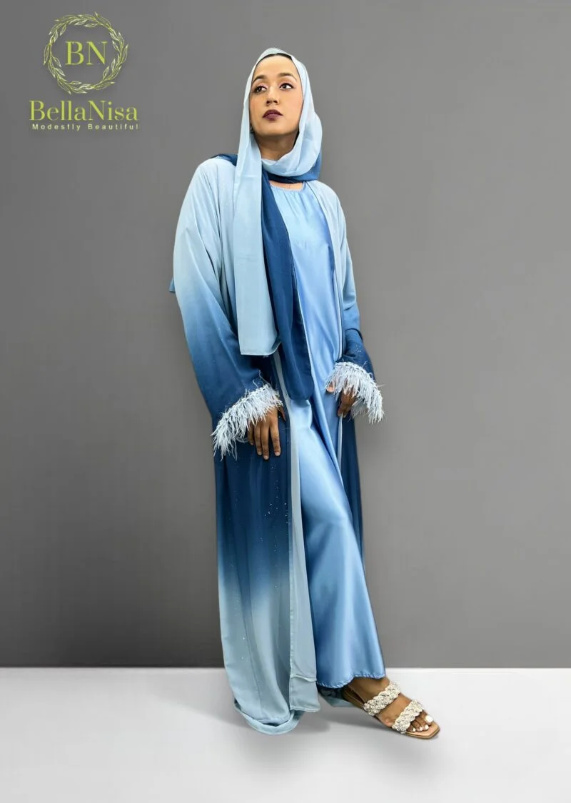 Open Abaya Feather Sky - Image 2