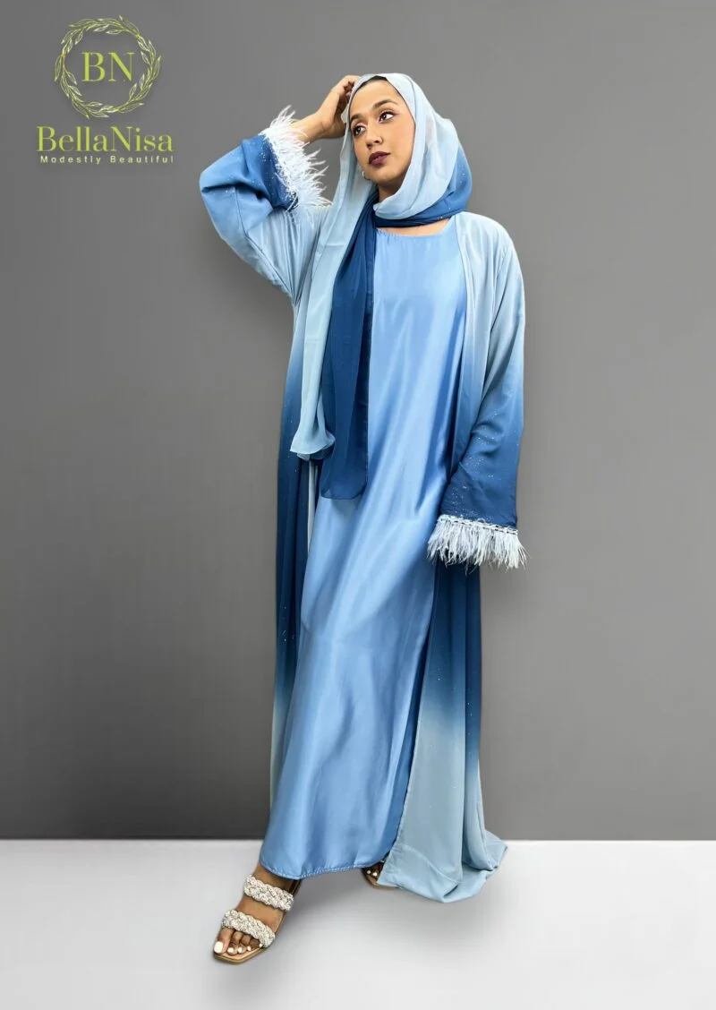 Open Abaya Feather Sky