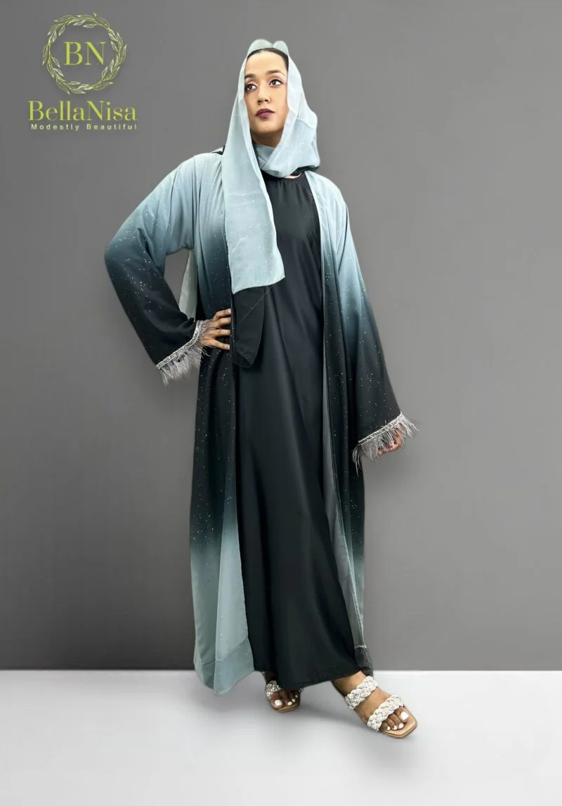 Open Abaya Feather