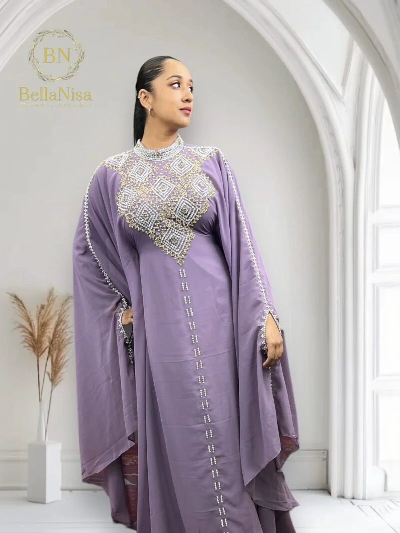 Farasha Abaya Kaftan Lavender - Image 3