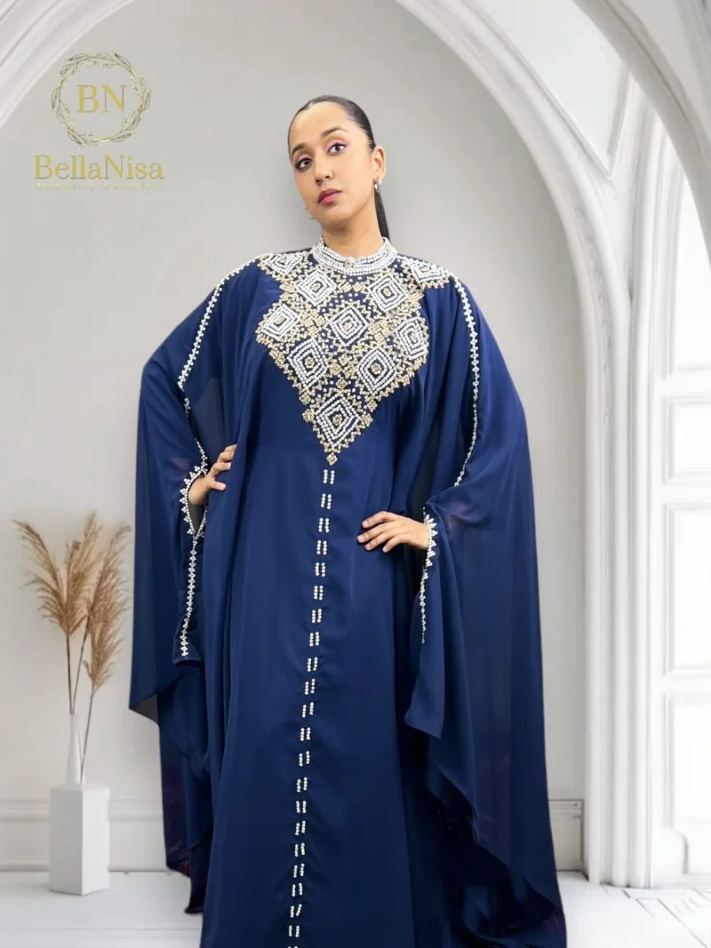 Farasha Abaya Kaftan Navy - Image 3