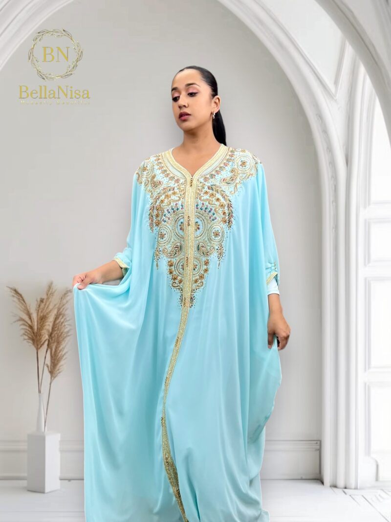 Farah Abaya Kaftan Blue - Image 2