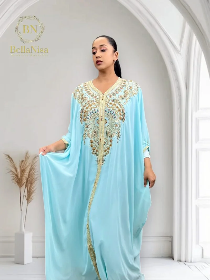 Farah Abaya Kaftan Blue - Image 2
