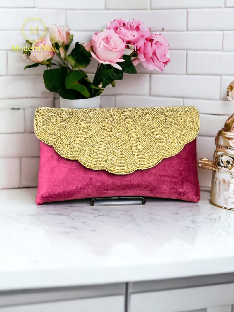 Suede Gold Bag Fuchsia