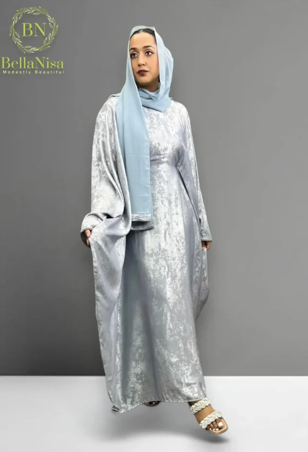 Girl Wear Batwing Abaya Shimmer Dress