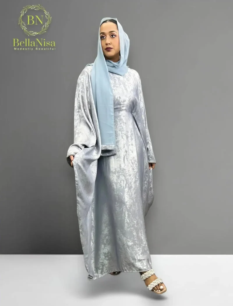 Girl Wear Batwing Abaya Shimmer Dress