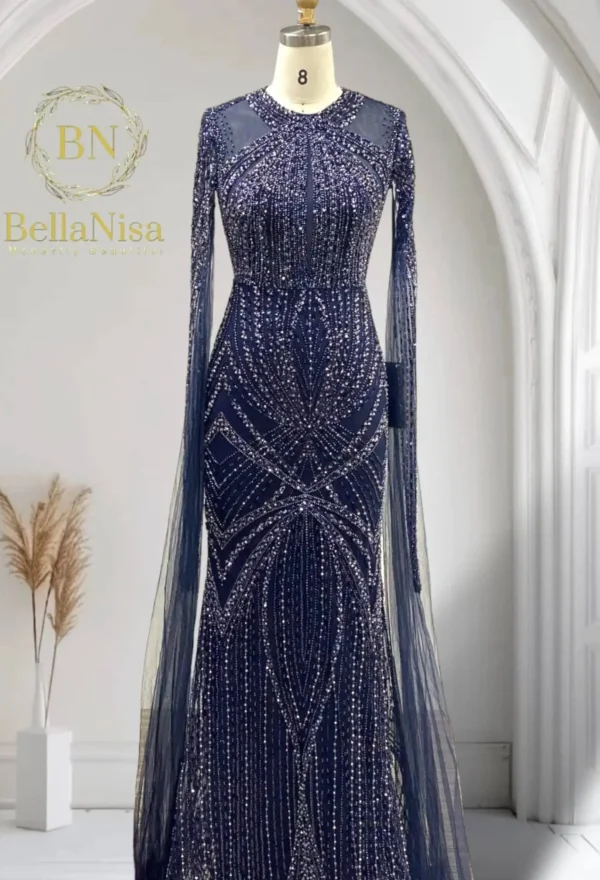 Navy Bespoke Evening Gown In Canada and USA