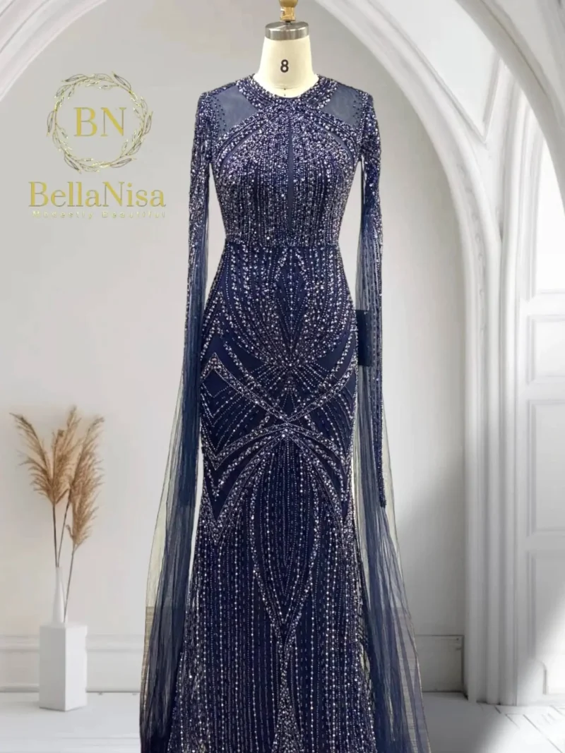 Navy Bespoke Evening Gown In Canada and USA