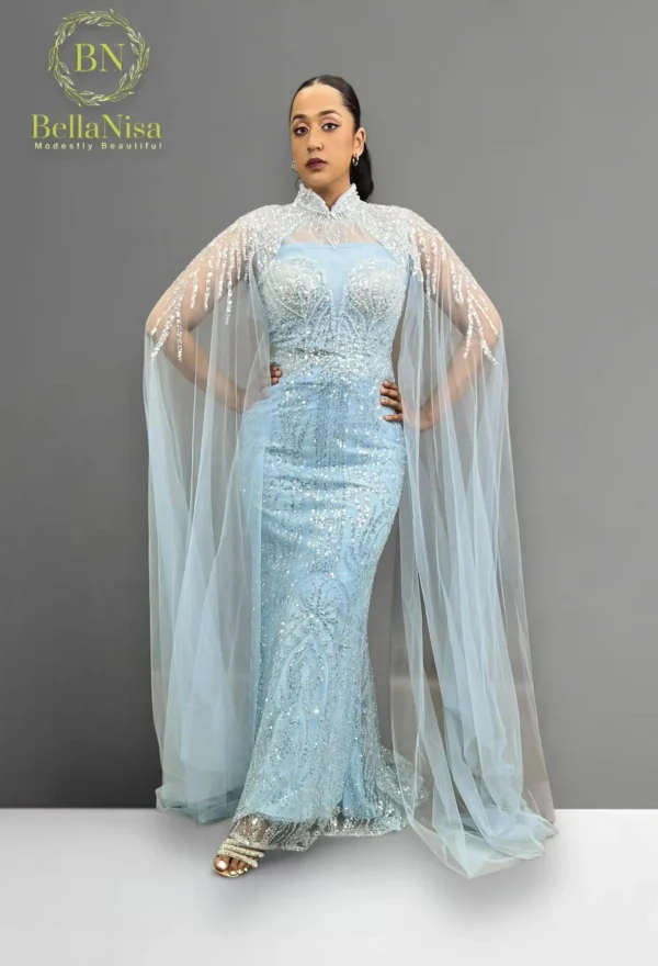 Girl Wear Wedding and Party dress Selena Bespoke Gown Sky Blue