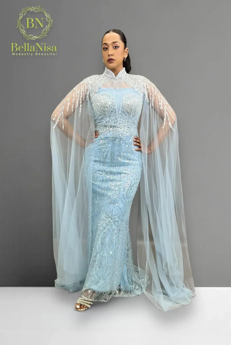 Girl Wear Wedding and Party dress Selena Bespoke Gown Sky Blue