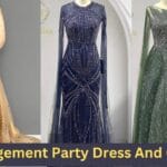 girl wearing engagement dress yellow and blue and dark green color